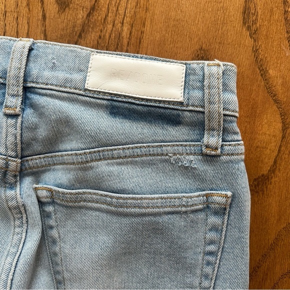 RE/DONE Jeans 90s High Rise Ankle Crop Raw Hem Button Fly Light Wash 25 - Picture 14 of 16